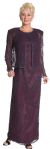 Handbeaded Full Dress with Jacket in Plum color
